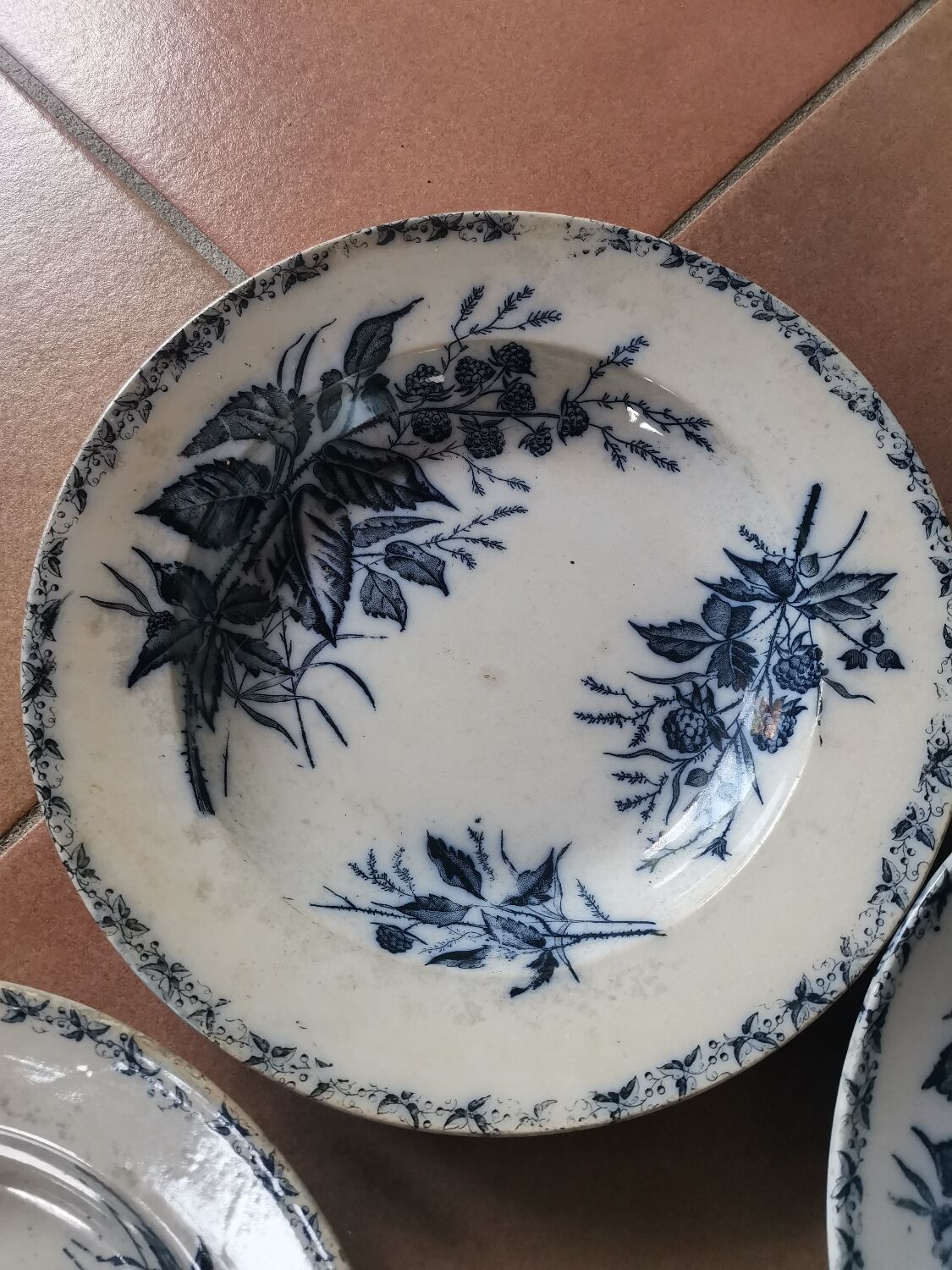 Set of 4 vintage iron earth plates Badonvillier ripe model