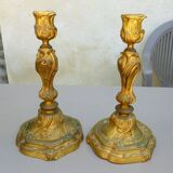 Gilded bronze candlesticks in Rococo style 2.5kg late 18th century