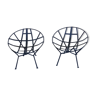 Pair of vintage basket armchairs