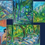 Large painting hst "baigneuses" marcelle guetta-fattal (1922-2009) fauvism