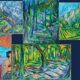 Large painting hst "baigneuses" marcelle guetta-fattal (1922-2009) fauvism