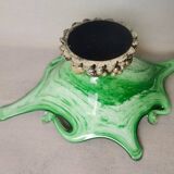 Italian Green Murano Glass and Sterling 925 Silver Vase