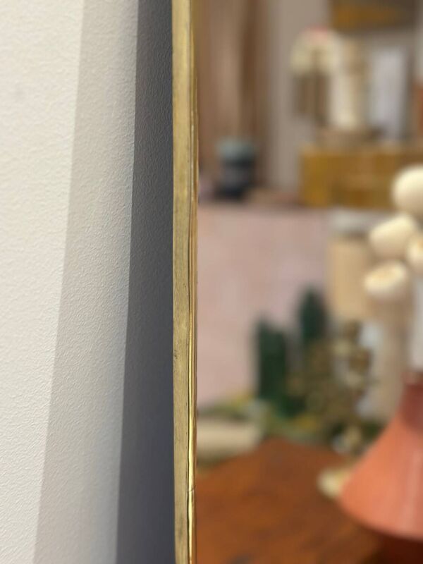 Miroir irrégulier organique trapèze barbier vintage Éden laiton doré