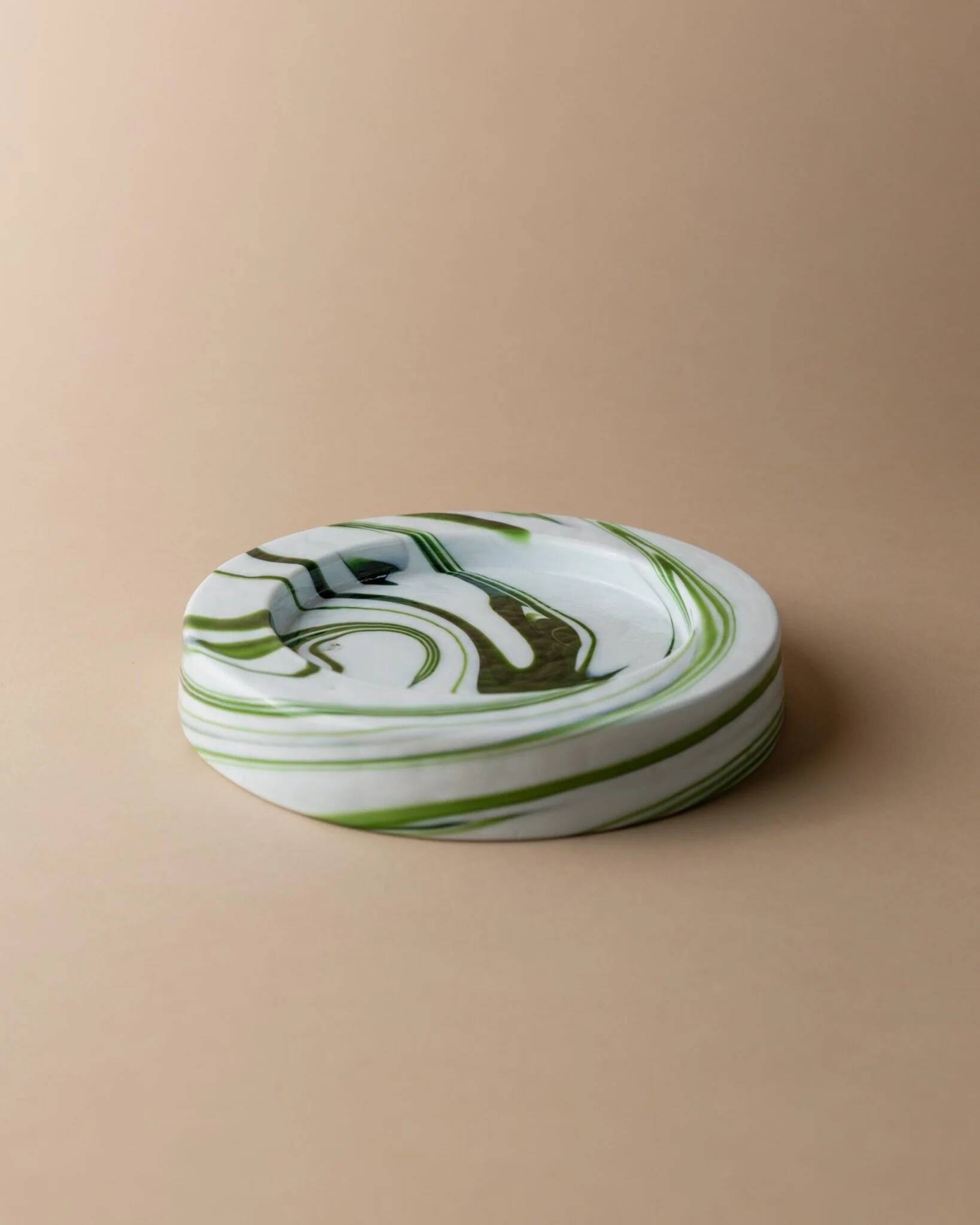 Vert Murano glass swirl bowl by Sergio Asti for Venini, Italian 1970s