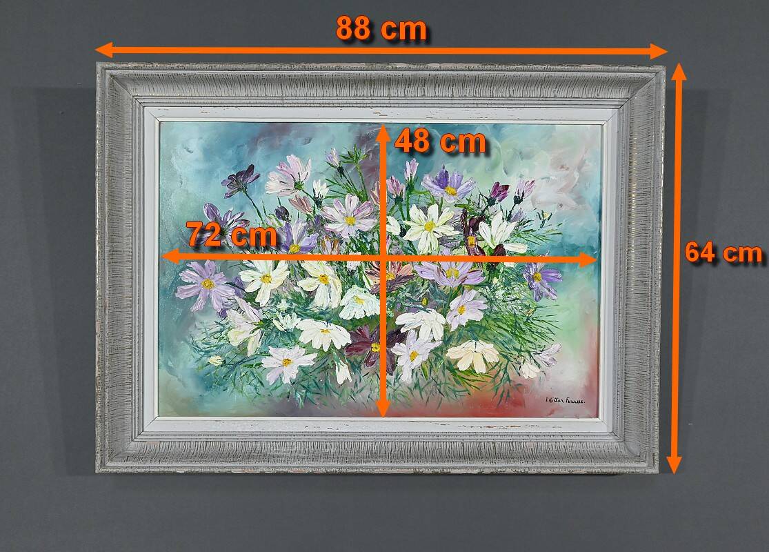 Oil on Panel “Wild Flowers” by I. Kitter Ferrus – Mid 20th Century