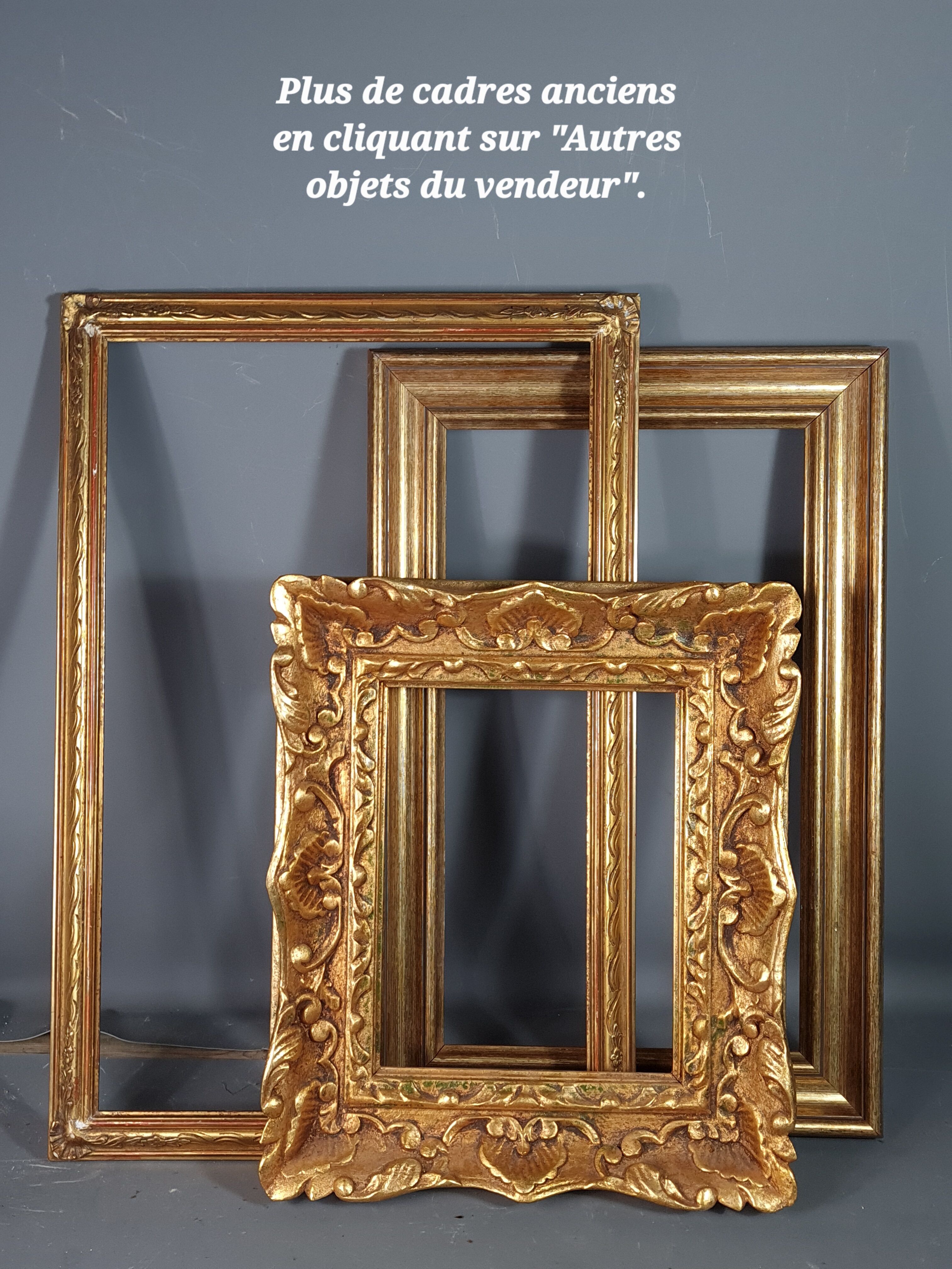 Old frame gilded stucco wood 65,5x55,5 cm, foliage 51x41 cm SB