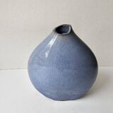 Free-form blue glazed ceramic vase - Height 17cm