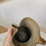 Vintage Studio Pottery Owl Pitcher: Speckled Glaze Stoneware Vase