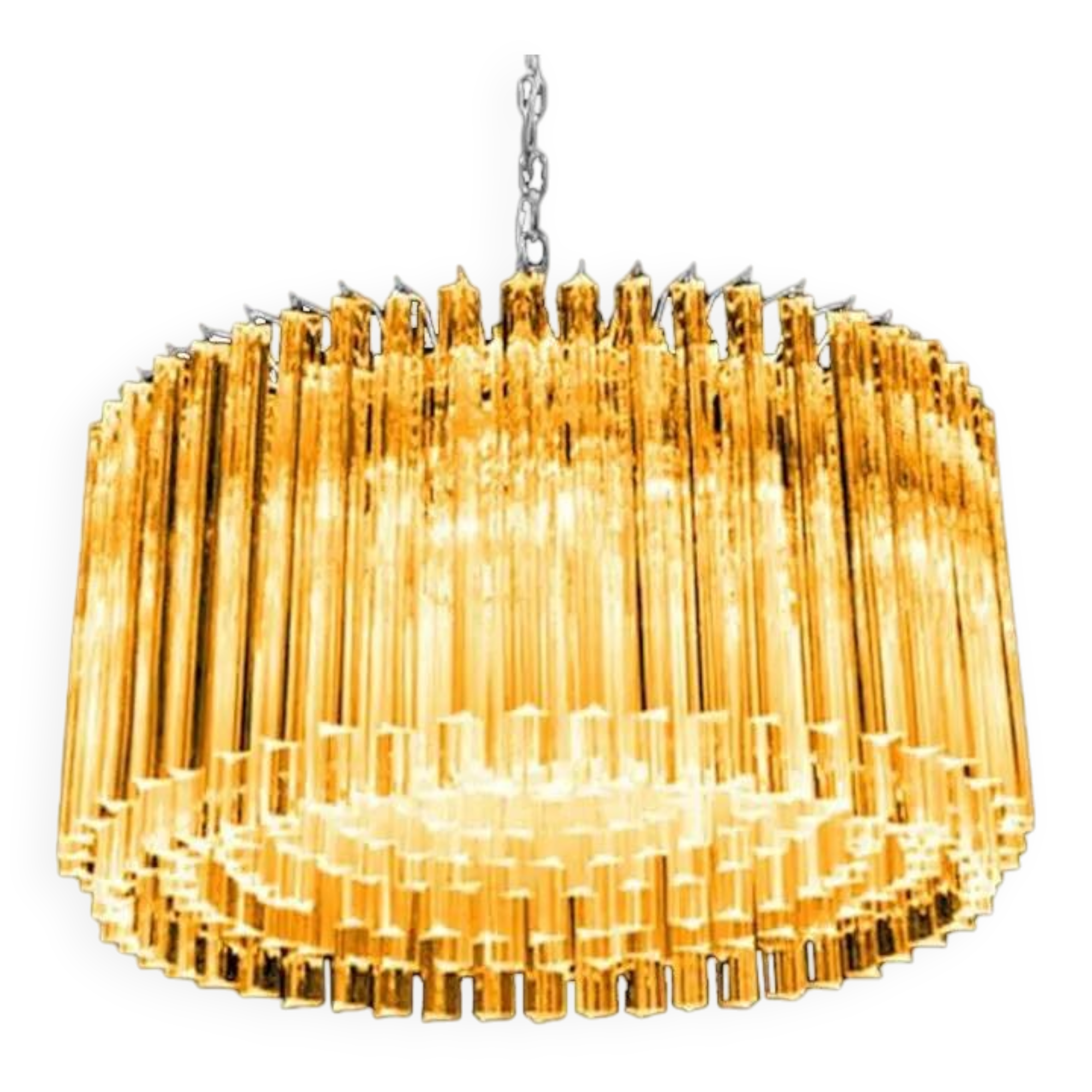 Mid-Century Modern Italian Amber Triedro "Concava" Chandelier