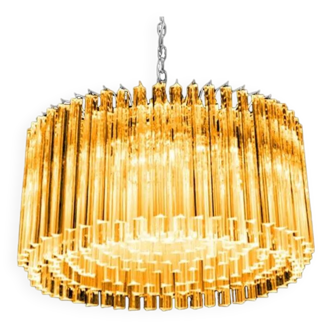 Mid-Century Modern Italian Amber Triedro "Concava" Chandelier