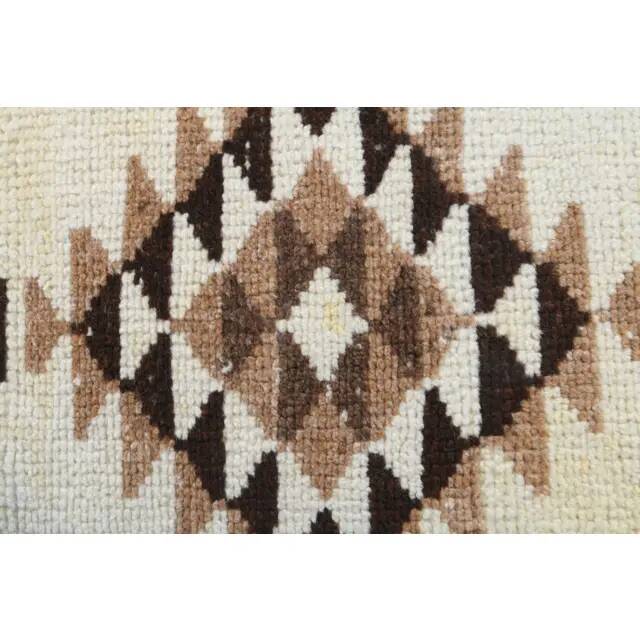 Vintage Turkish Oushak Handmade Wool Cotton White Runner Rug 90x338