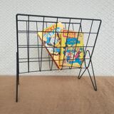 Vintage black metal wire magazine holder
