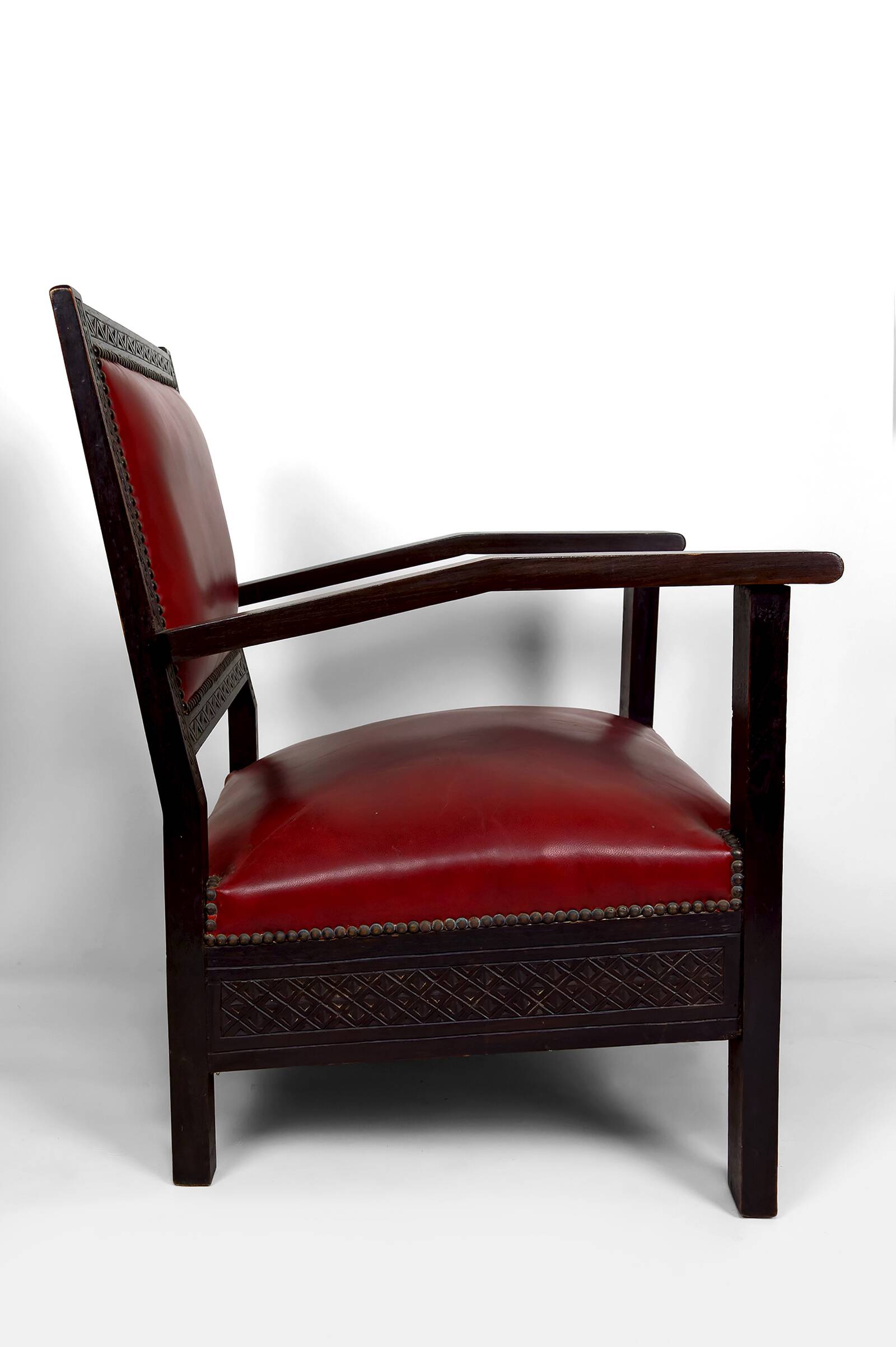 Paire de Fauteuils Art Deco Colonial en Bois Sculpté, Algérie, 1930