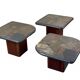 90s set of 3 brutal coffee tables with mosaic by Paul Kingma for Kneip