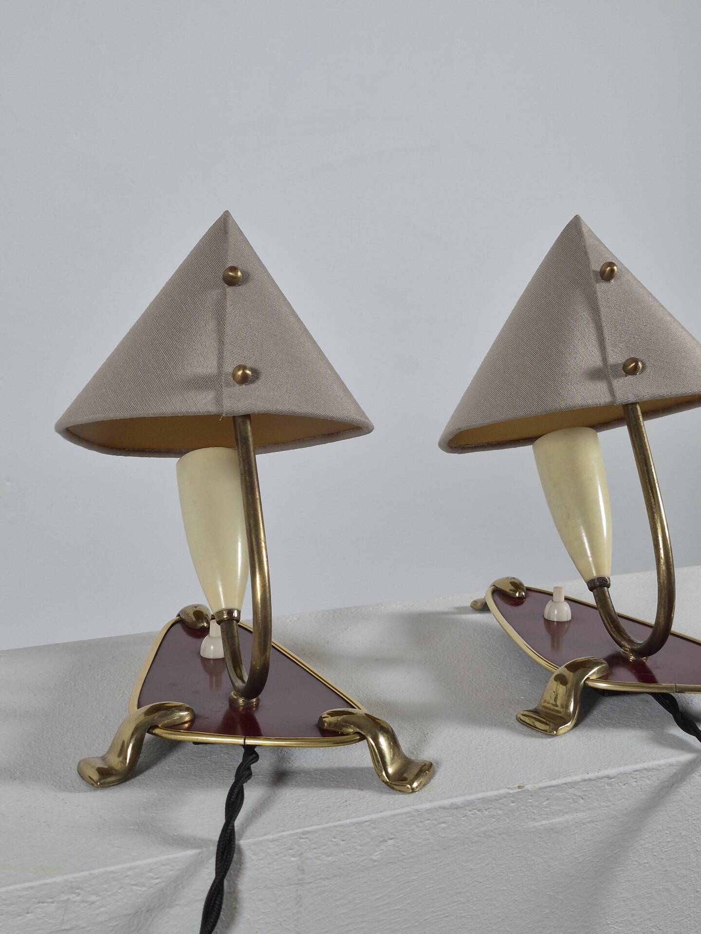 Pair of vintage brass wall or table lamps from the 1950s.