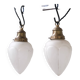 Pair of opaque glass and brass french opaline pendants