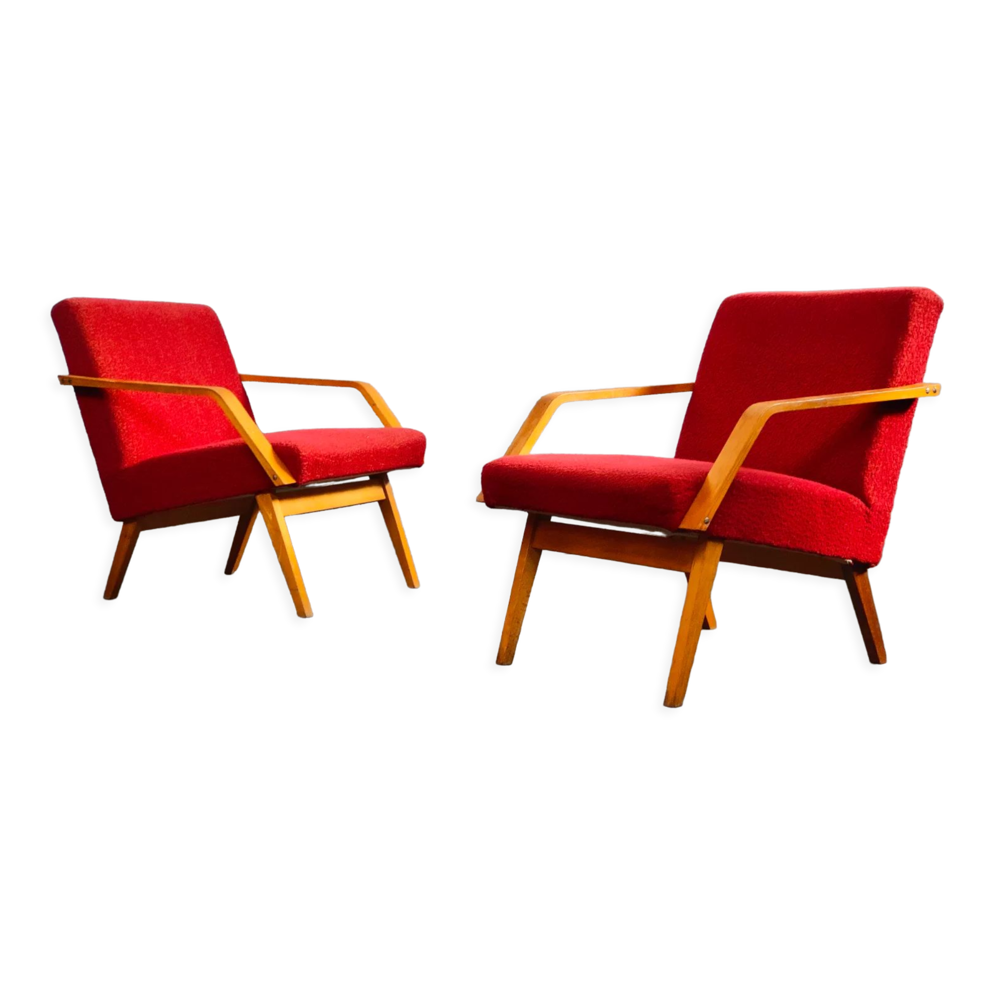 Pair of armchairs red Mier Topolcany 1960