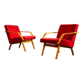 Paire de fauteuils rouge  Mier Topolcany 1960