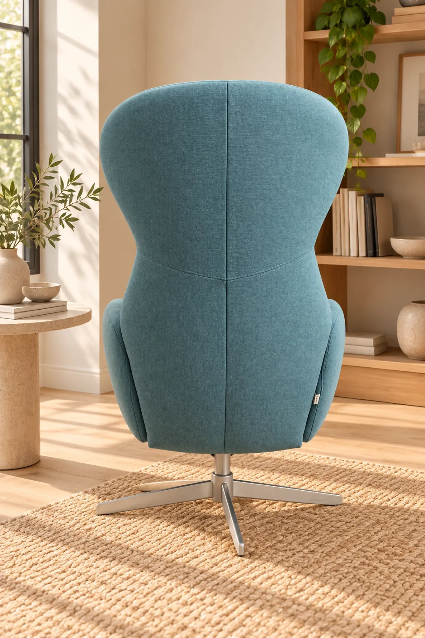 BoConcept design armchair in petrol blue, swivel and reclining.