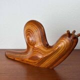 Large Danish carved wooden snail sculpture from the mid-century, 1960s.