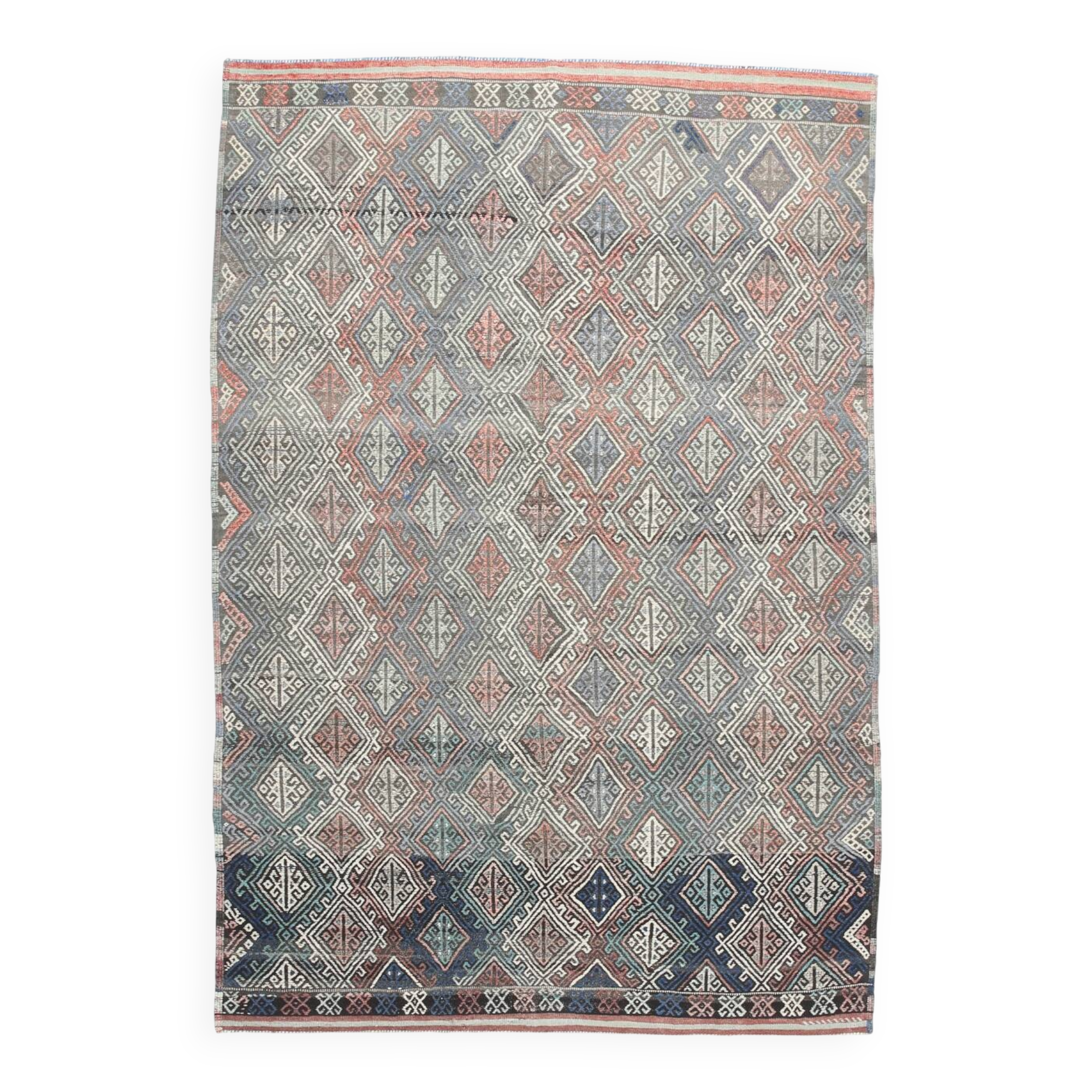 5x8 Kilim Light Blue Geometric Style Kilim Rug, 165x245Cm