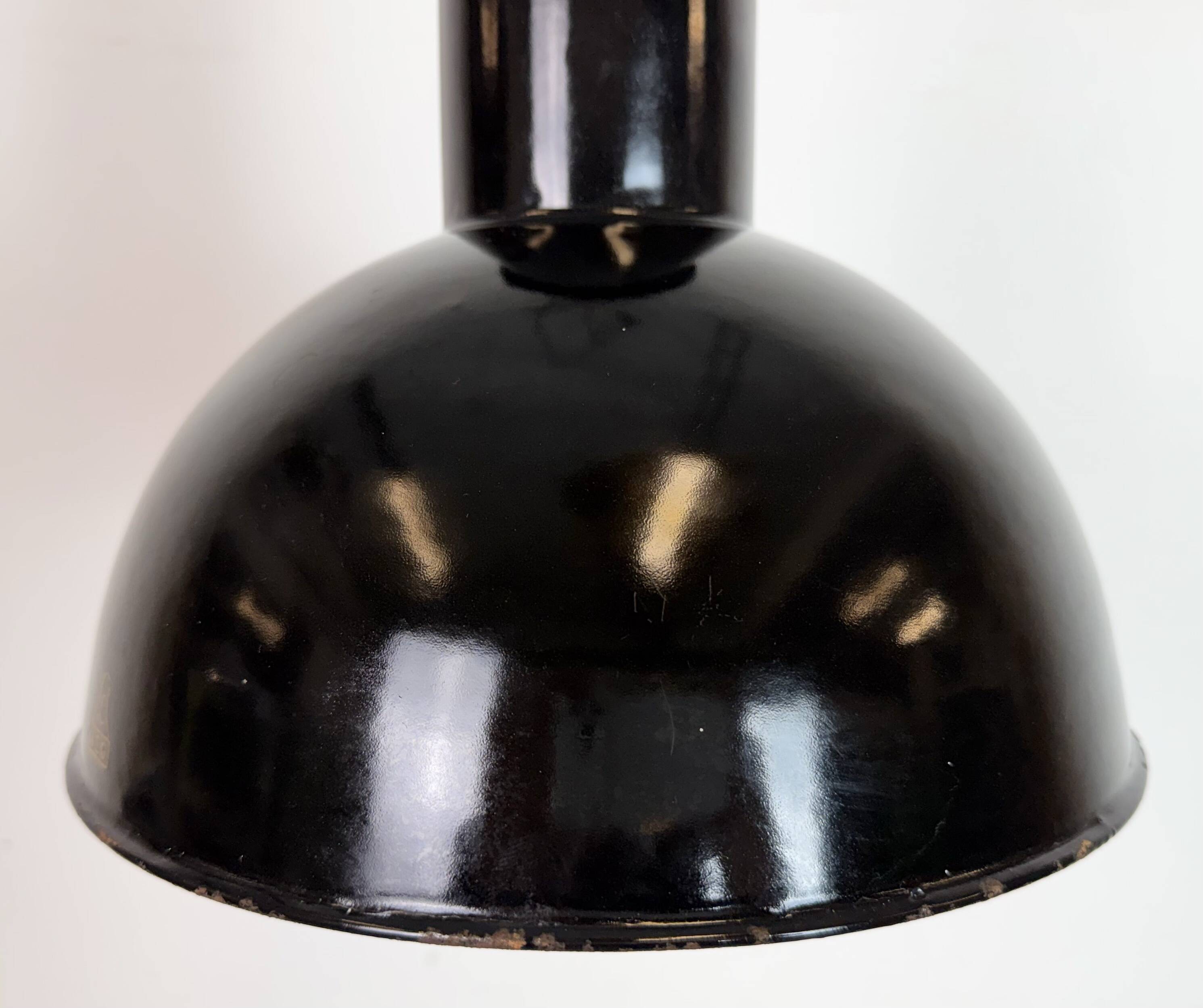 Black Enamel Industrial Pendant Lamp from AEG, 1930s