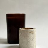 Cylindrical travertine candlestick by Fratelli Mannelli, Italian design 1970