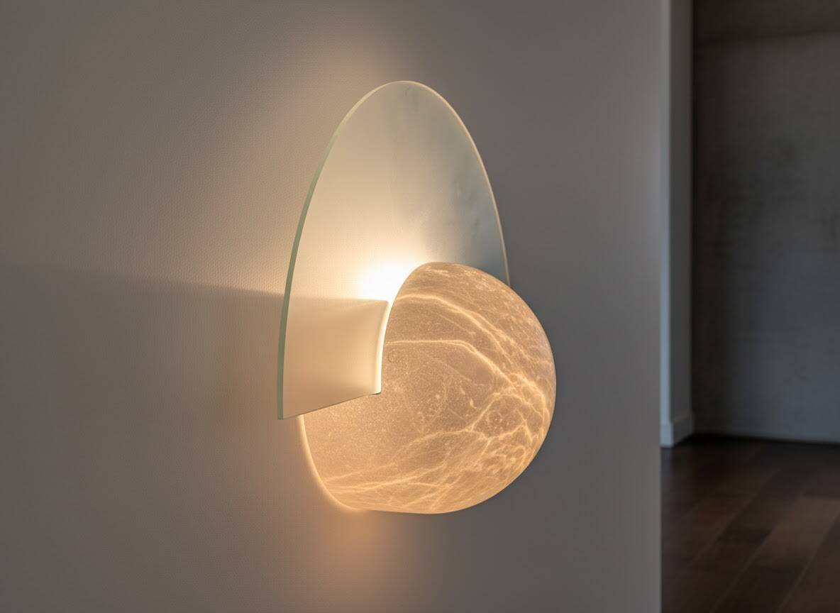 Art Deco Style Alabaster Wall Sconce, 1970s