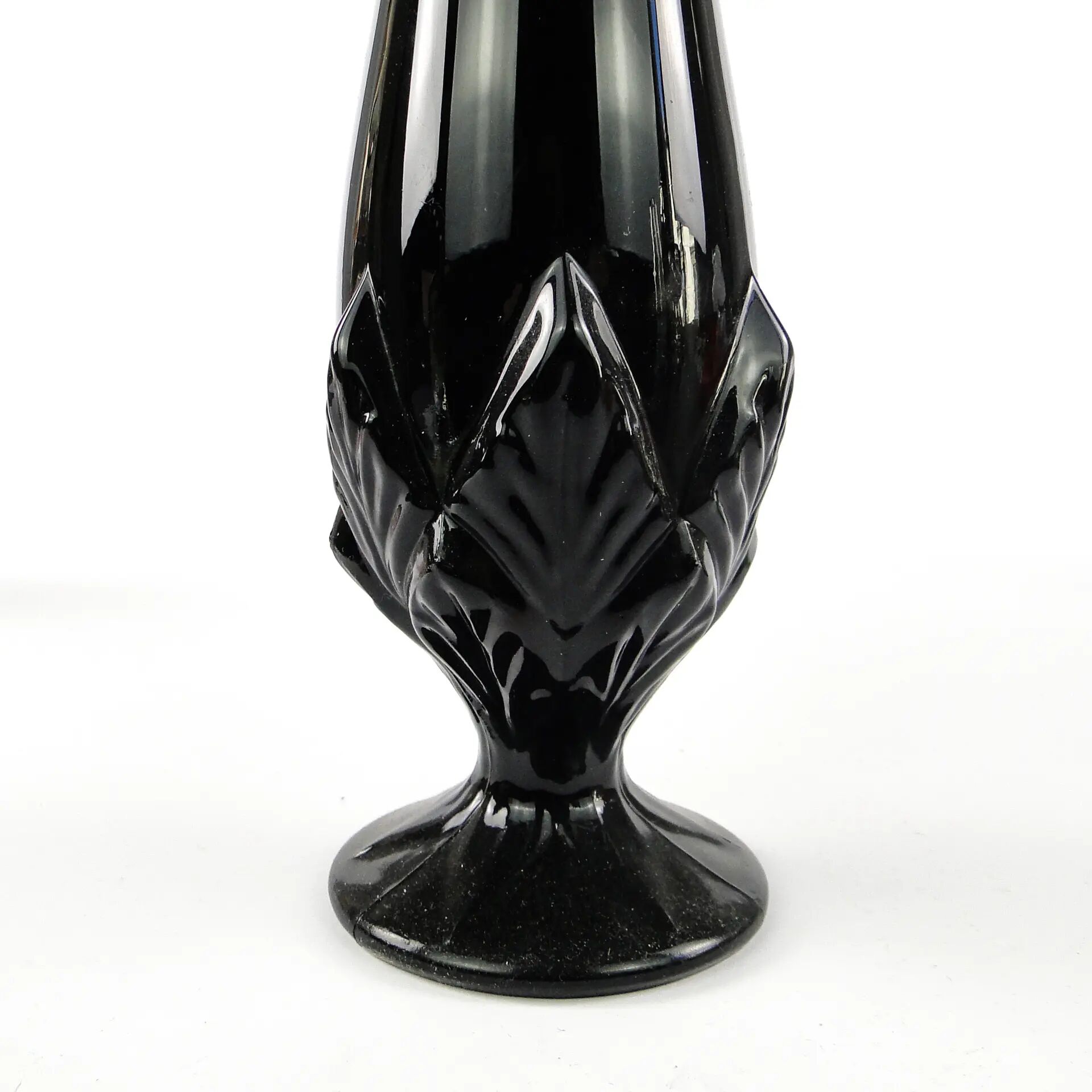 Vase Art Déco, verre hyalite noir, Ząbkowice, Pologne, années 1970