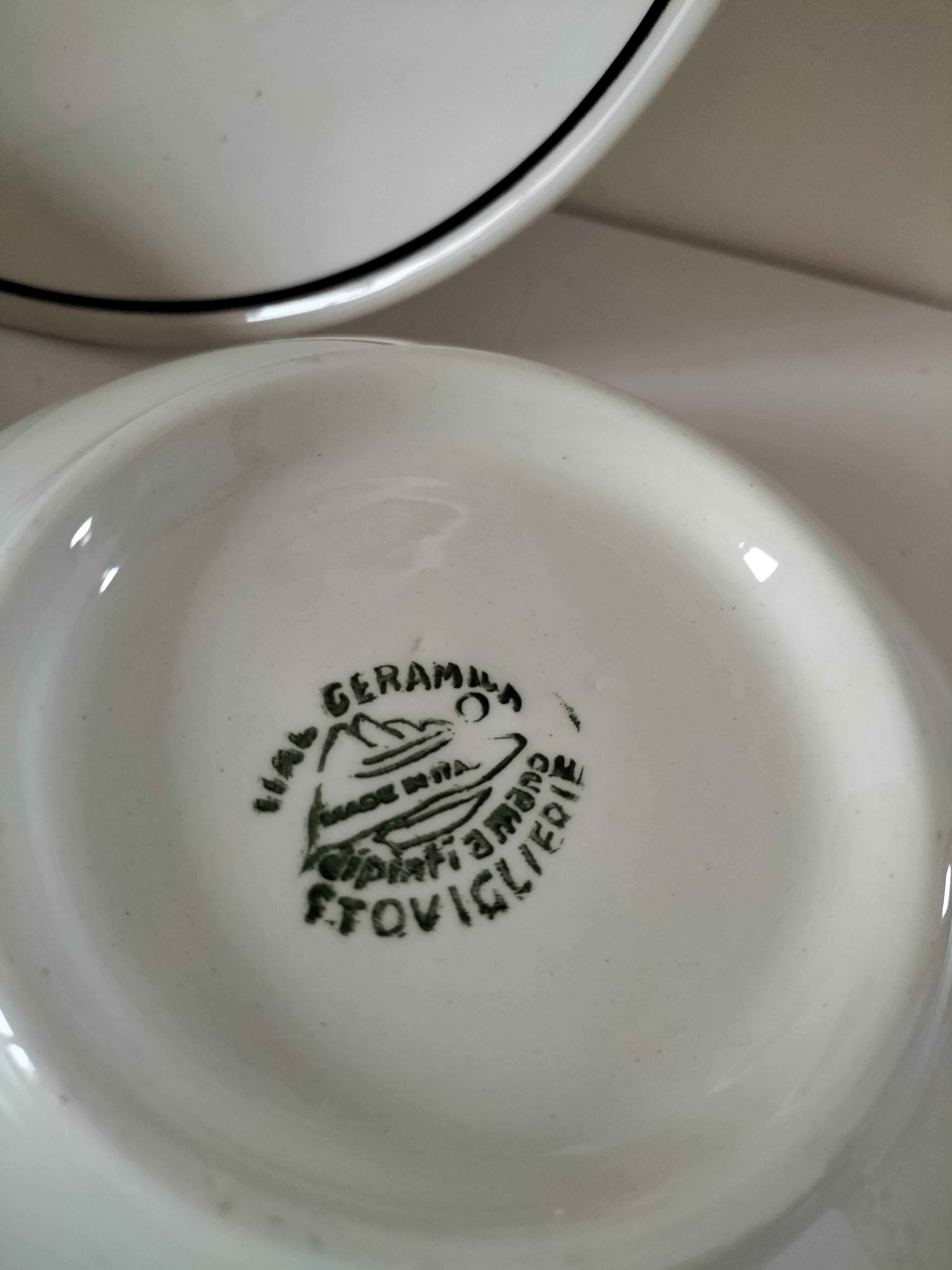 Set of 5 Italian ceramic dishes with country decor