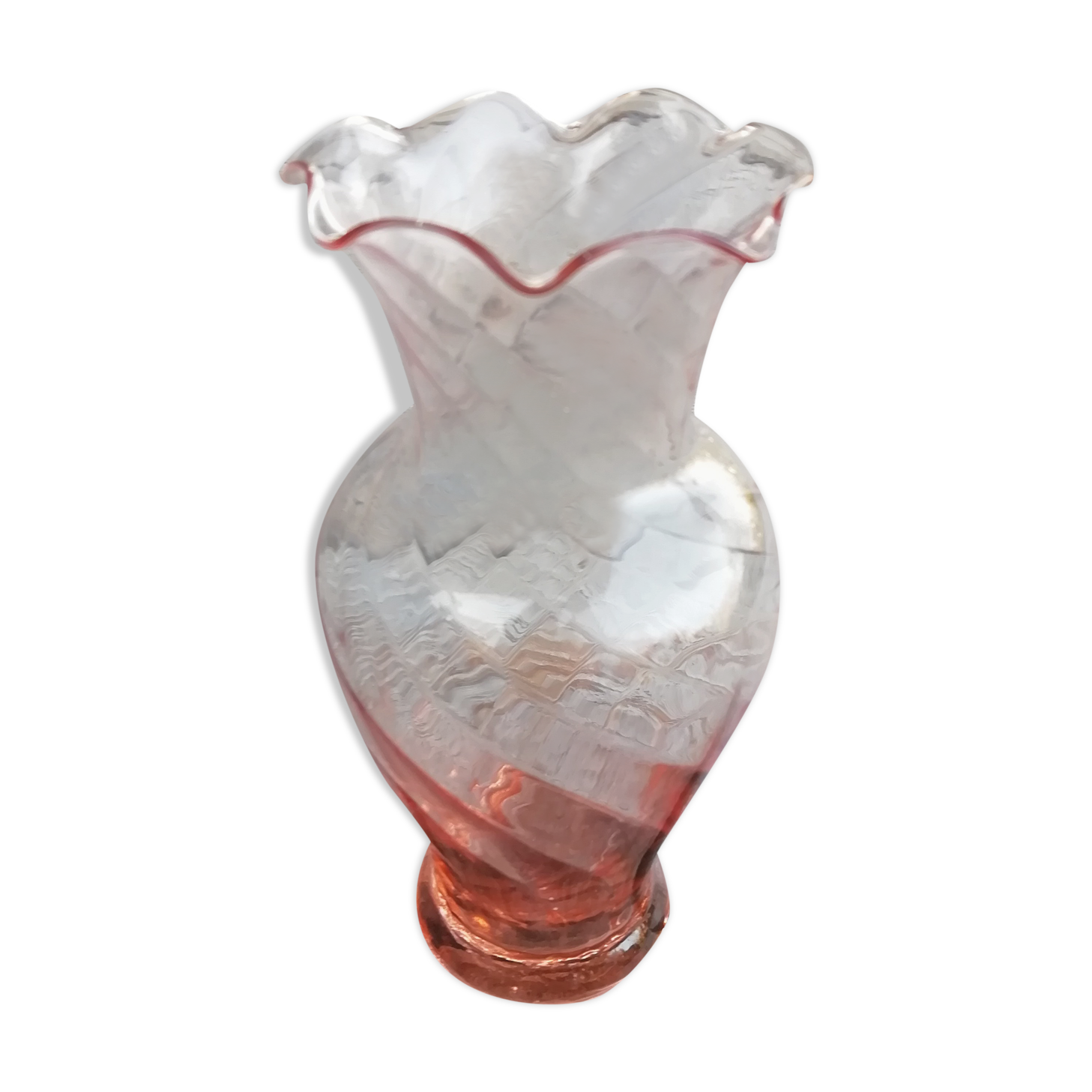 Vase verre rose