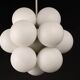 Kaiser Sputnik chandelier, molecular shape, 12 opal glasses, Germany, 1970s