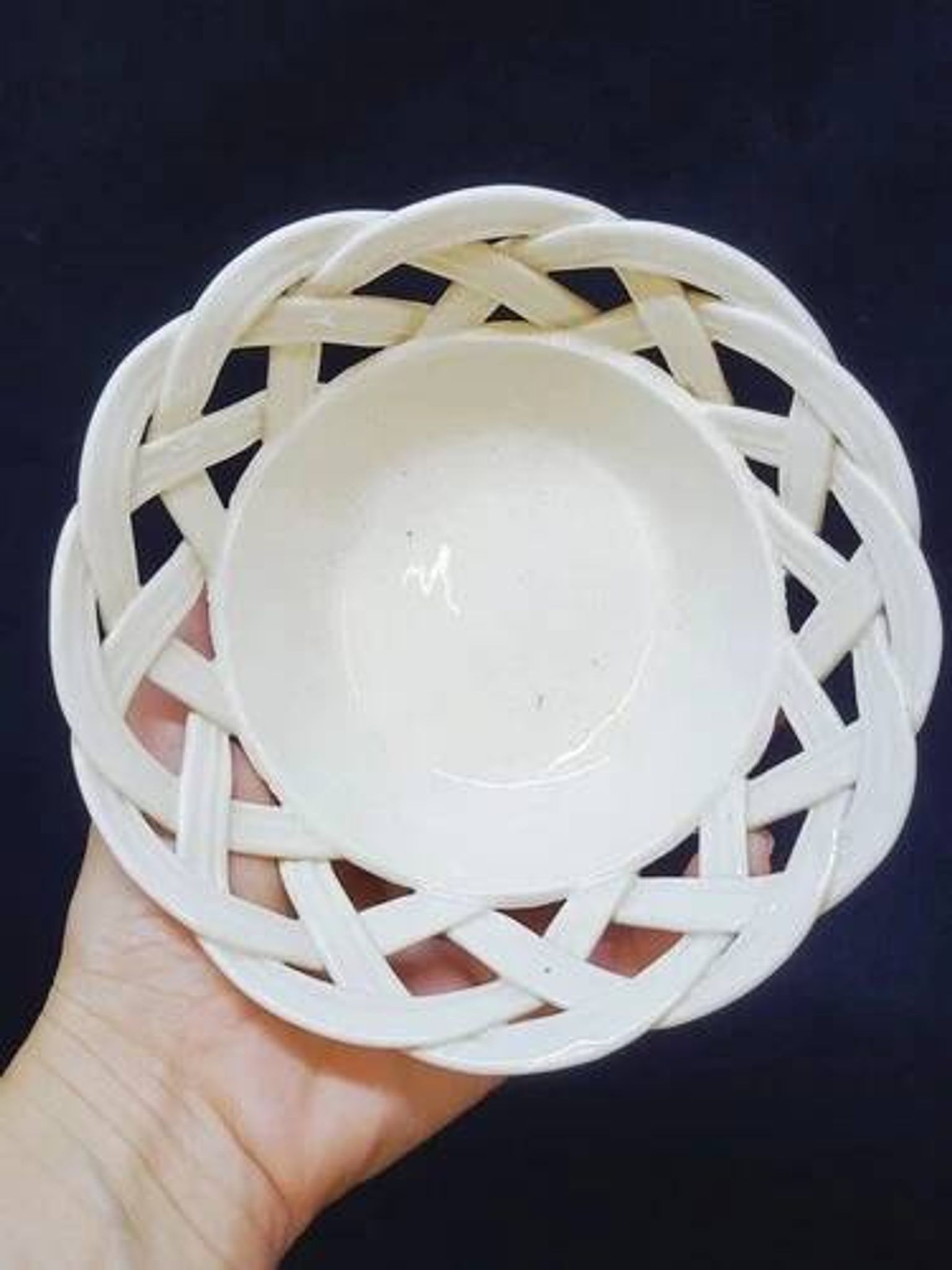 Lot de céramique tressée blanche méditerranéenne panier + coupelle