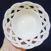 Lot de céramique tressée blanche méditerranéenne panier + coupelle