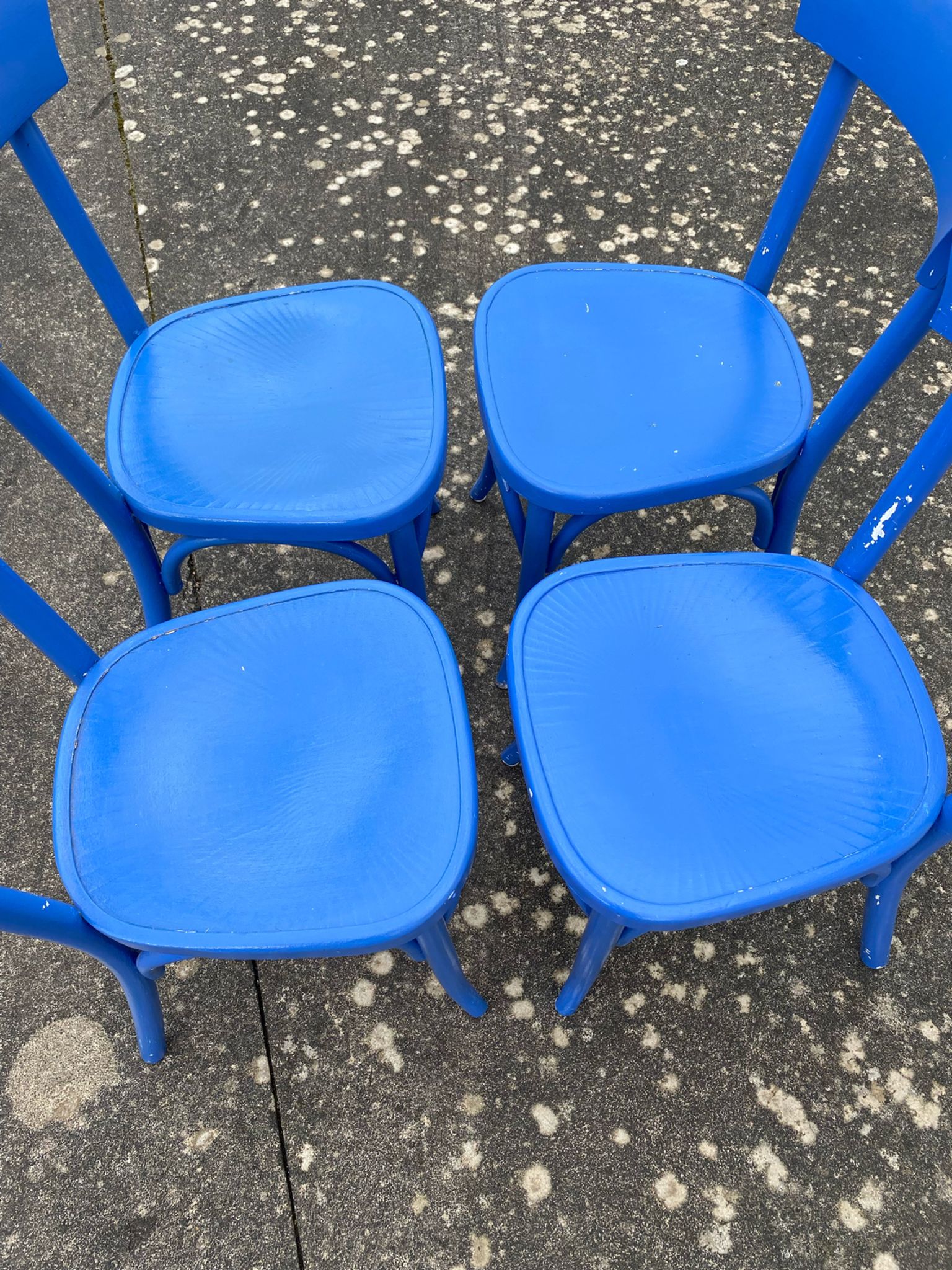Set of 4 blue bistro chairs
