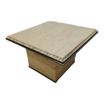Vintage travertine and brass coffee table