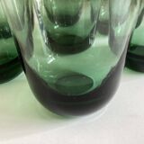 Set de 7 verres gobelets XXL en verre vert 1960