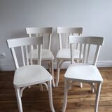 Set of 4 white wooden bistro chairs
