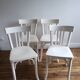 Set of 4 white wooden bistro chairs