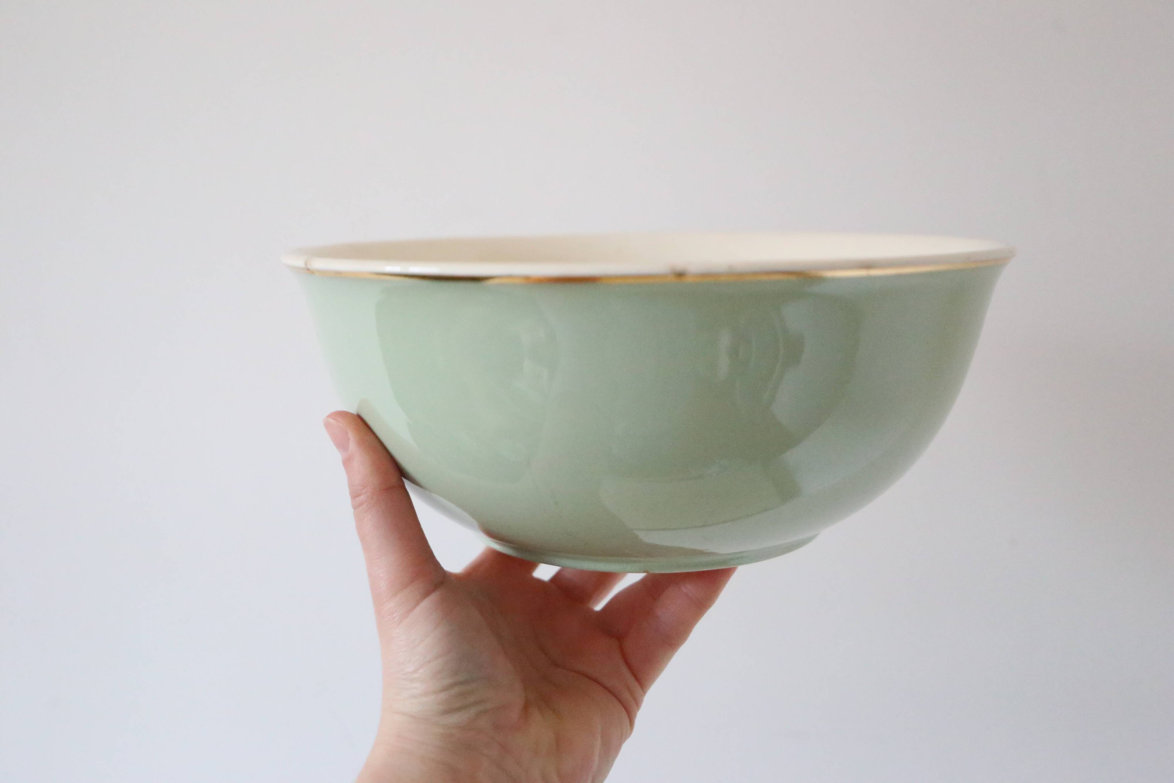Green mint salad bowl, Villeroy and Boch, vintage