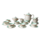 Service à thé/café vintage en porcelaine blanche verte doré LUNEVILLE made in France