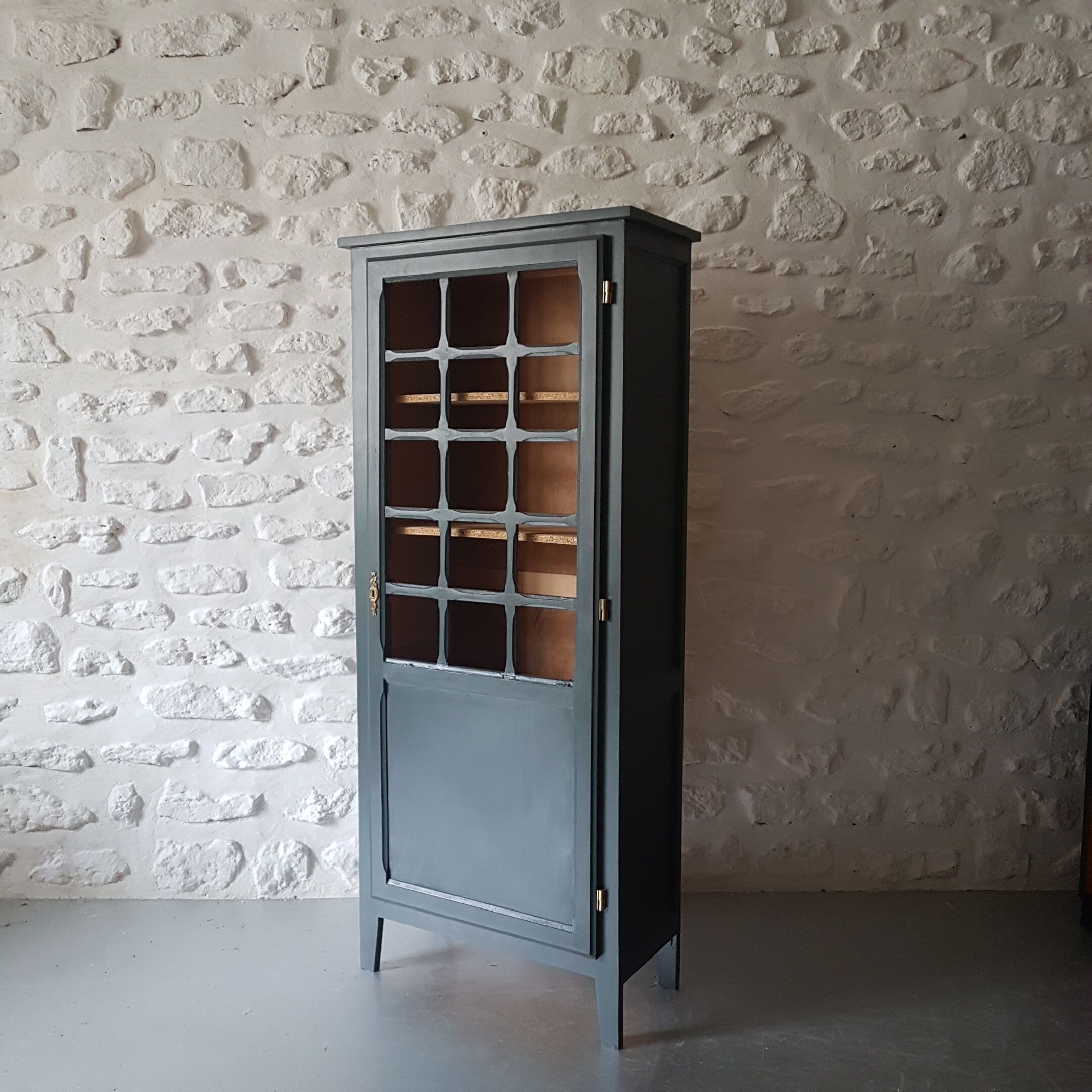Vintage wooden wardrobe in deep blue