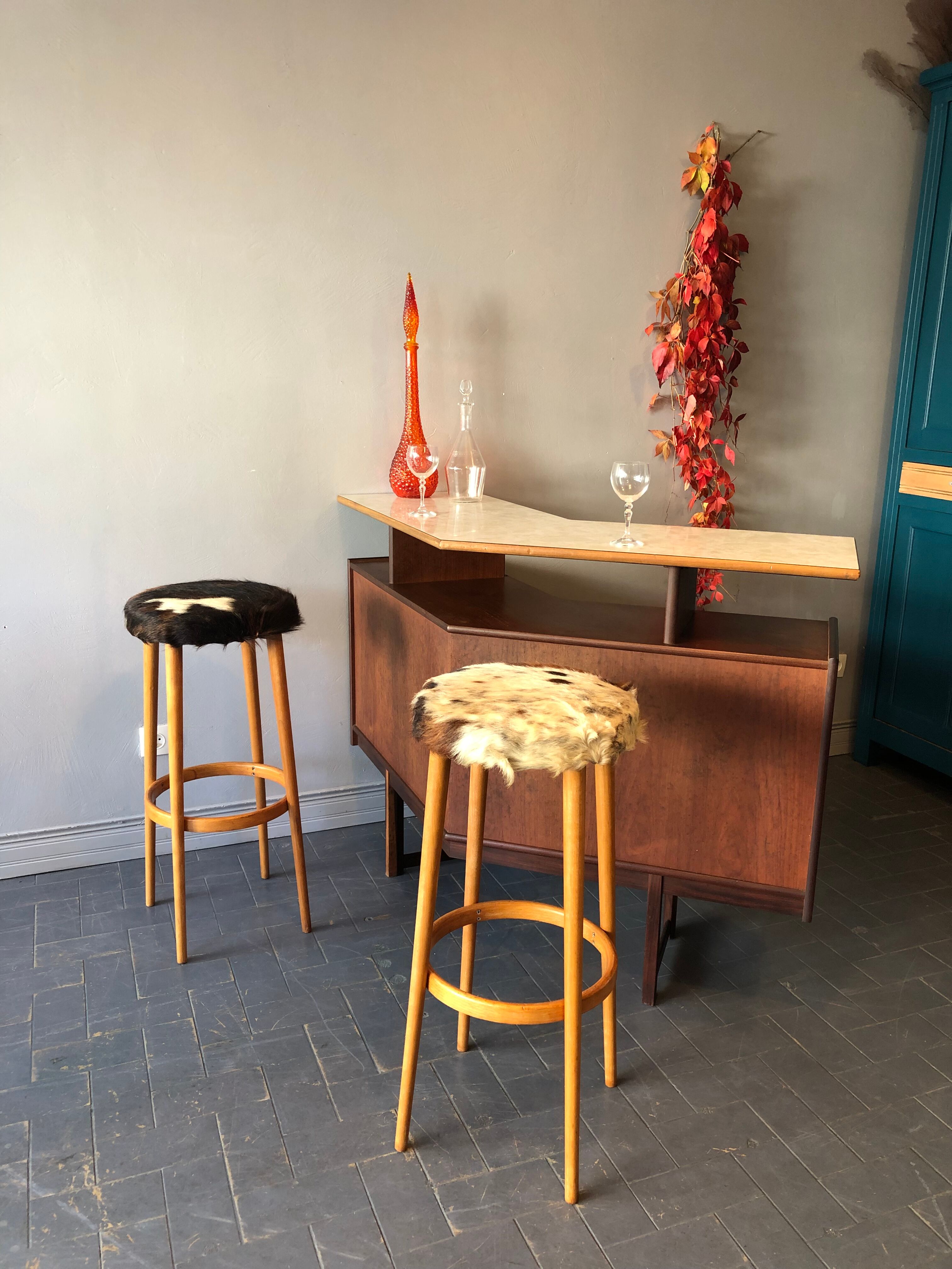 Duo of vintage bar stools