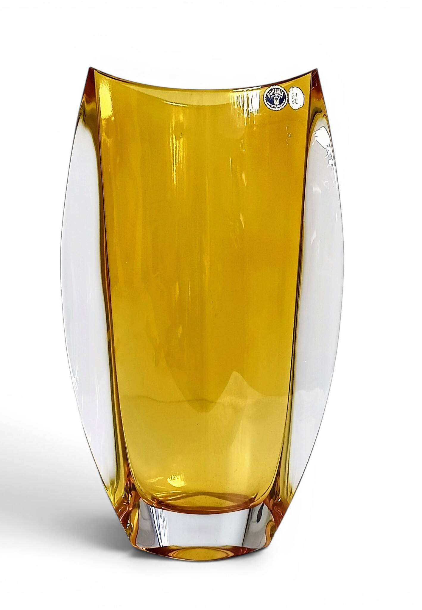 Vase en verre cuit en ambre Art Déco bohémien, Bohême du Nord, vers 1930