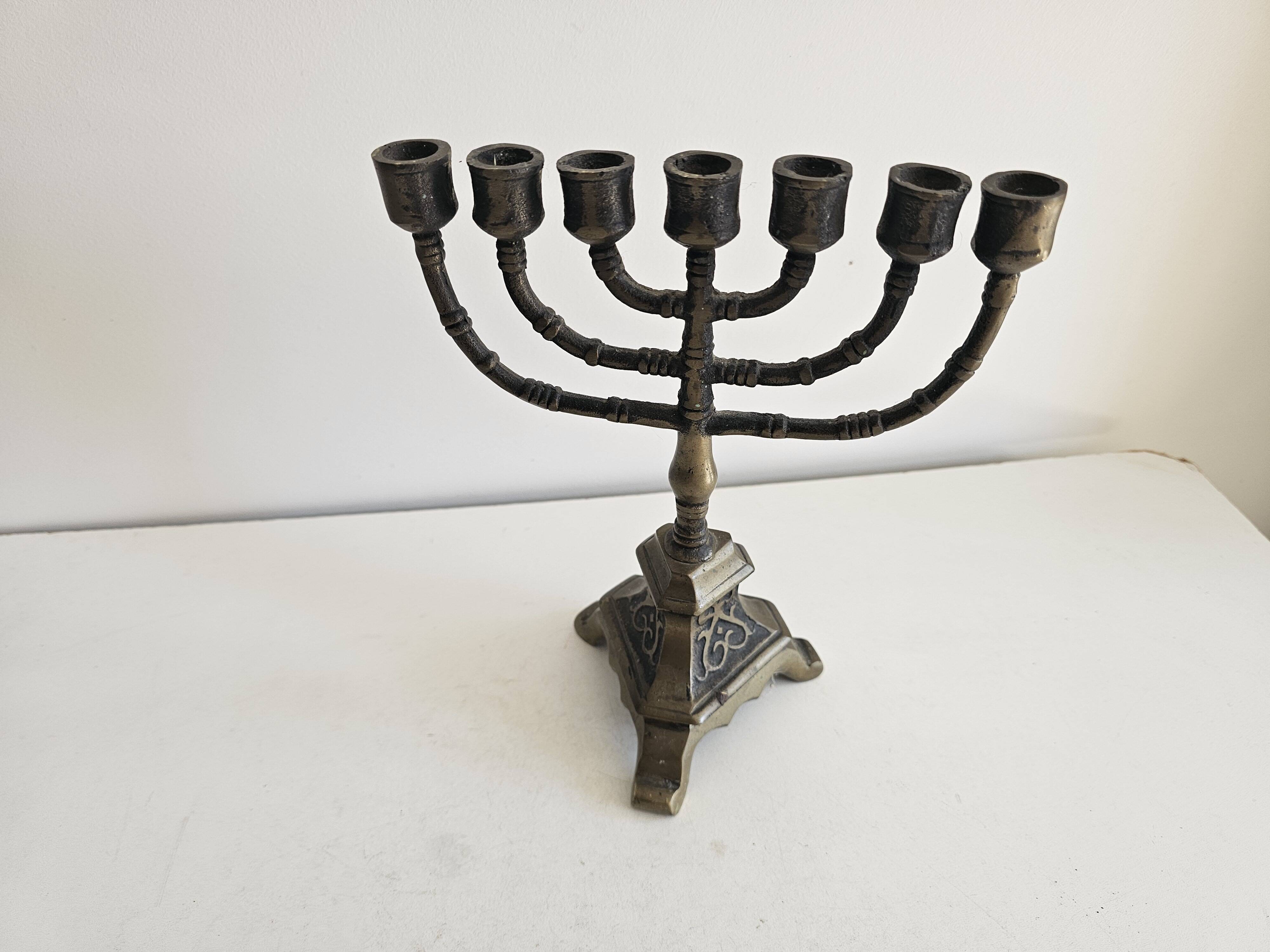 Ancien Chandelier Menorah 7 branches