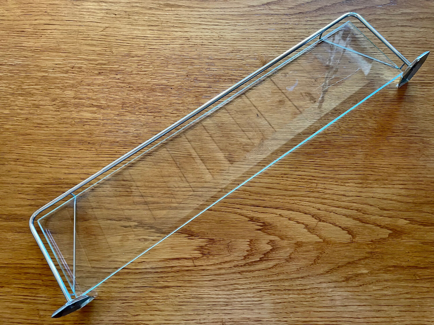 Vintage bathroom shelf, chrome metal and glass