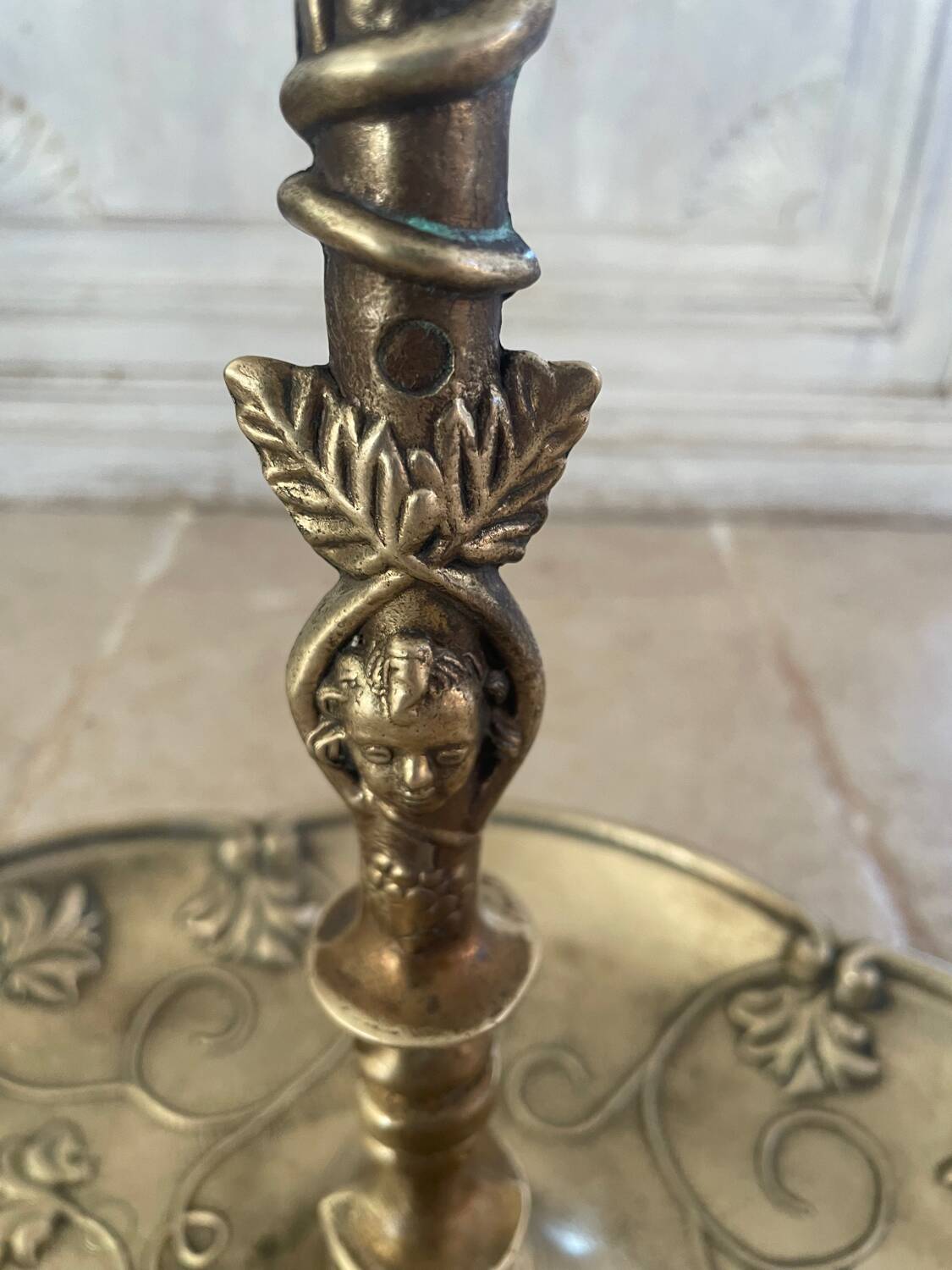 Art Nouveau style solid brass umbrella stand