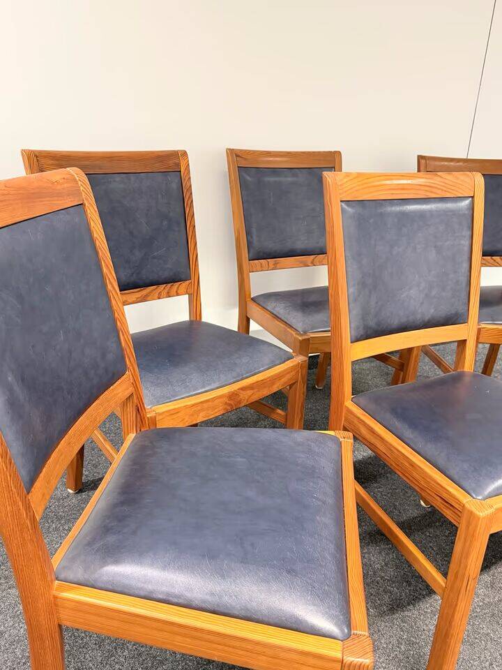 Vintage Set of 6 Solid Wood & Leather Chairs – FOLRM 75 by Andreas Hansen (Price is for 6)