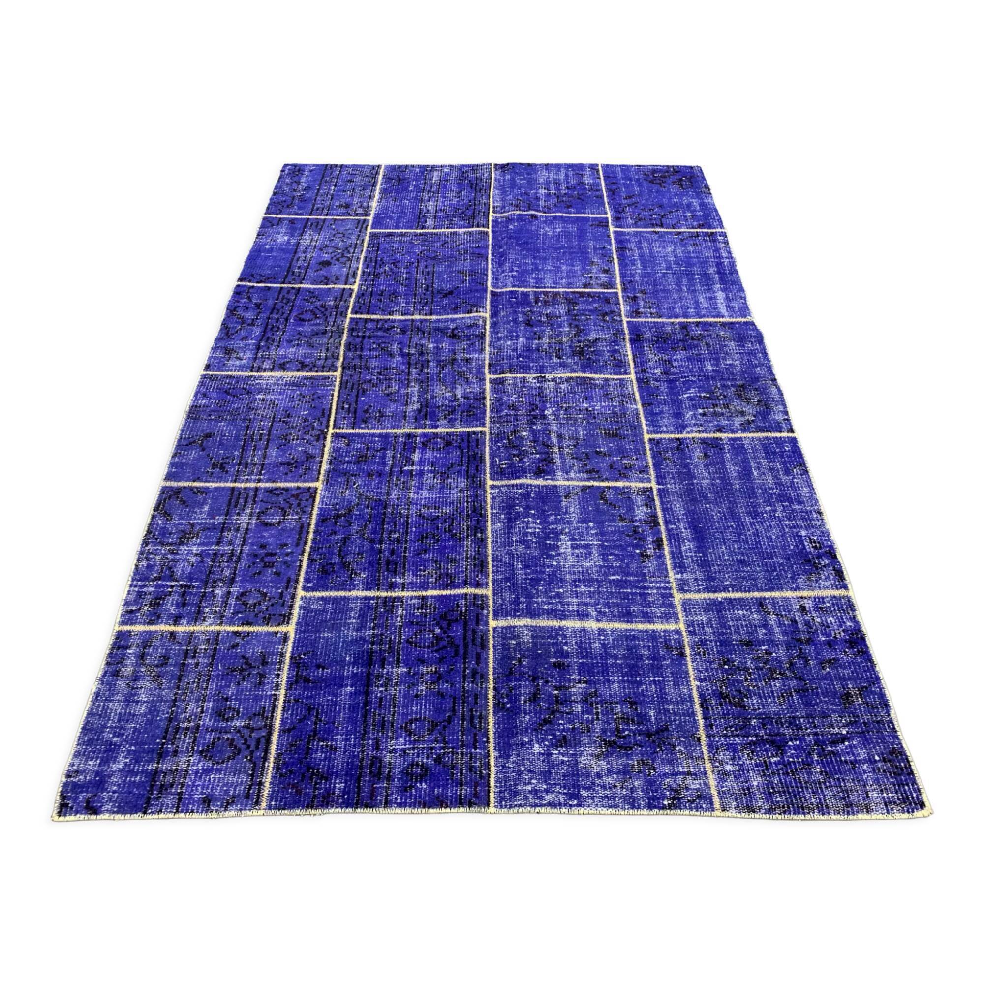 Distressed vintage turkish patchwork rug 218x151 cm wool medium