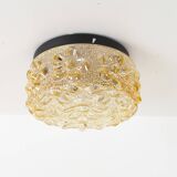Original 1970’s amber Glass ‘Flower’ wall lamps by Erco